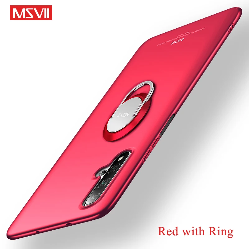 Для huawei Nova 5 Pro Чехол MSVII Матовый PC чехол для huawei Nova 5i Pro Чехол-держатель с кольцом для huawei Nova 5T 5Z Nova5 Pro чехол s - Цвет: Red With Ring