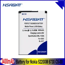 HSABAT 3400 мА/ч, BL-5CT Батарея для Nokia 5220XM 6730 C5-00 C6-01 C3-01 6303C 5220 6730c C5 6303i