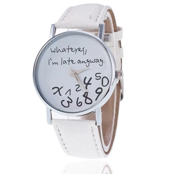 

Exquisite Women Quartz Watch Simple Printed Whatever Alloy Dial with PU Wrist Strap LL@17