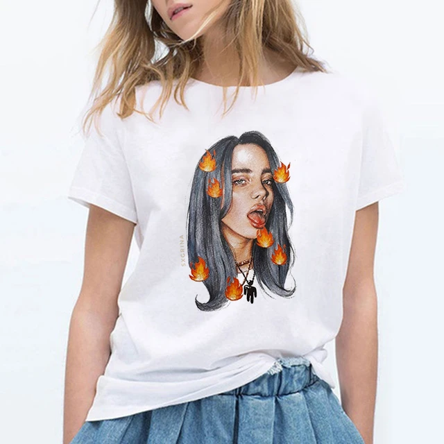 3004 Billie Eilish футболка хип хоп Музыка забавная Футболка женская футболка Femme топы Женская одежда Streewear - Цвет: 3004