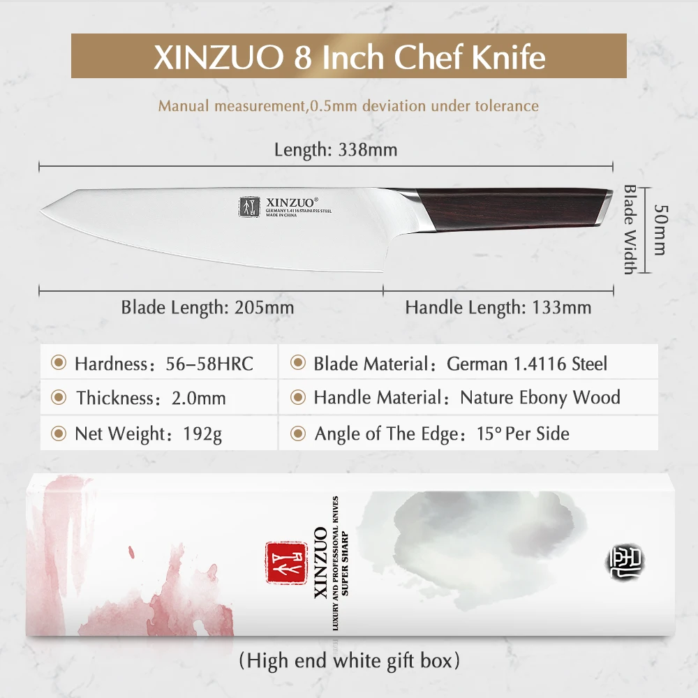 Нож шеф повара XINZUO 8 дюймов кухонные ножи из нержавеющей стали Новое поступление