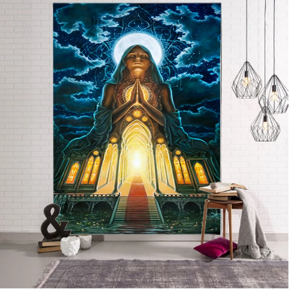 Buddha Mandala Bohemian Tapestry Art Deco Blanket Curtain Hanging Home Bedroom Living Room Decoration