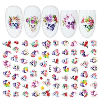 

1sheet Halloween Christmas simulation Nail Sticker Water Self Adhesive Nail Art Tattoo Big Lips palms Decals for DIY Decor Wraps