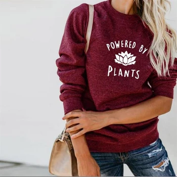 

Crew Neck Hoodies For Women Vegan Letters Print Kawaii Tops Hoodies Women Sweatshirts Frauen Printing Loose Comfortable Creative