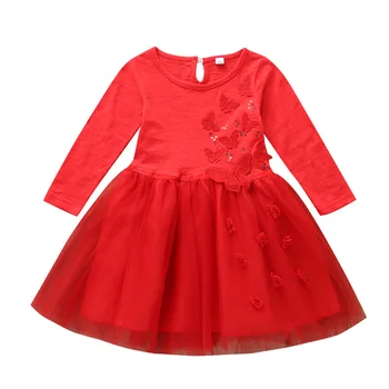 

Spring Autumn Girls dress embroidered princess dress Long sleeve beautiful little Girls Clothes 1 2 3 4 5 6Years Old Kids
