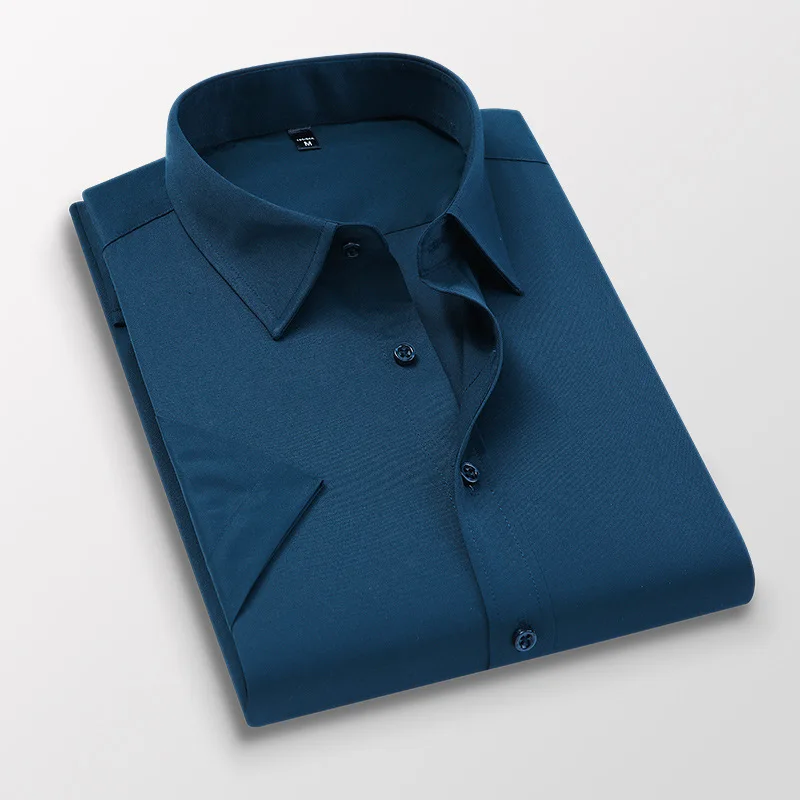 

Men's Short Sleeve Slim Fit Dress Casual Shirt Thin White Black Pink Blue Red Male Social Business Dress Shirts Big Size 5XL