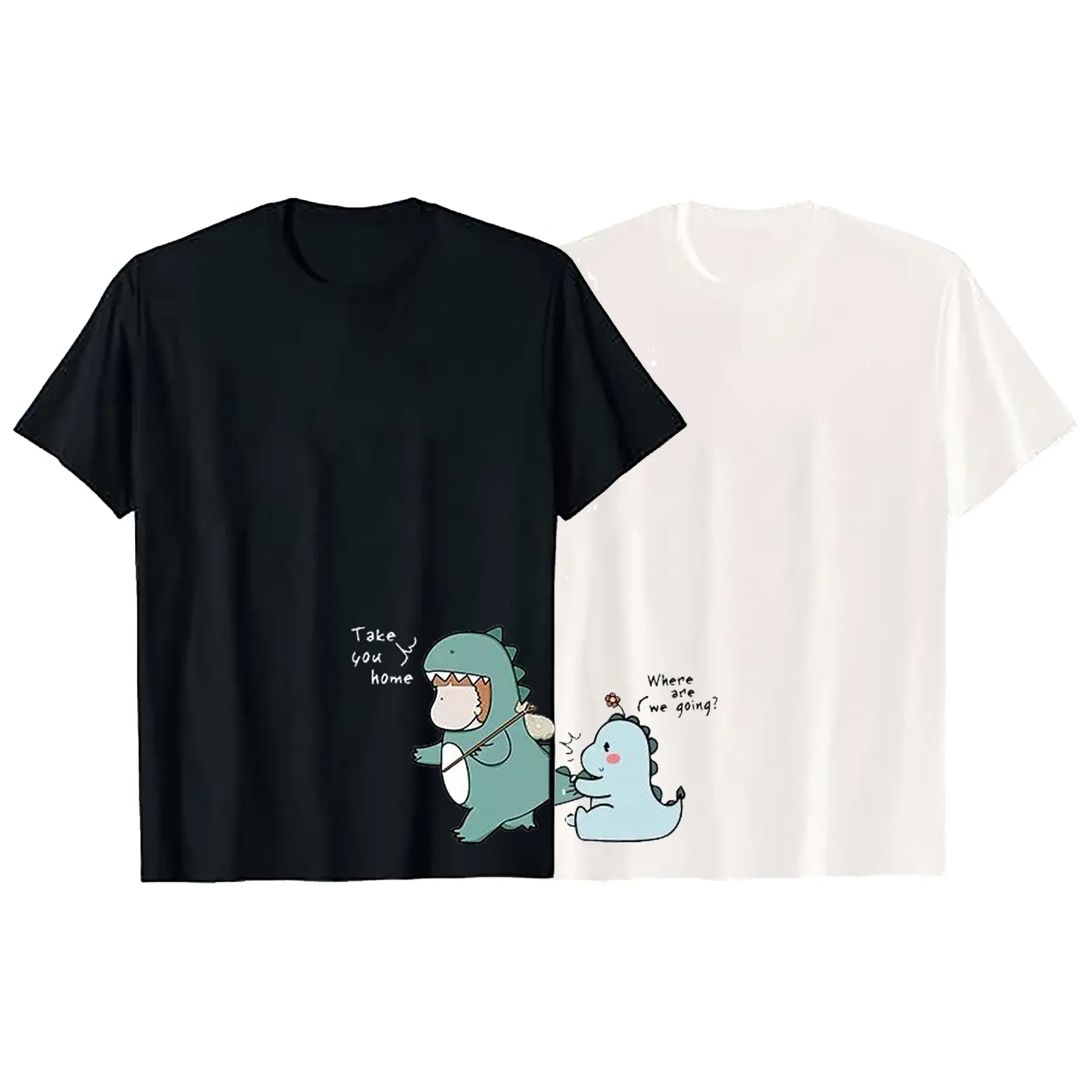 2020 Lovers Cloth Unisex Couple's O-neck Casual Short Sleeves Dinosaur Print Shirts Top Blouses Women Scriptor Summo 1