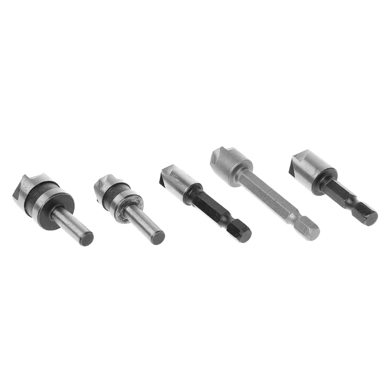 

5Pcs 82 Degree Chamfer Angle HSS 5 Flute Countersink Drill Bit Set Tools