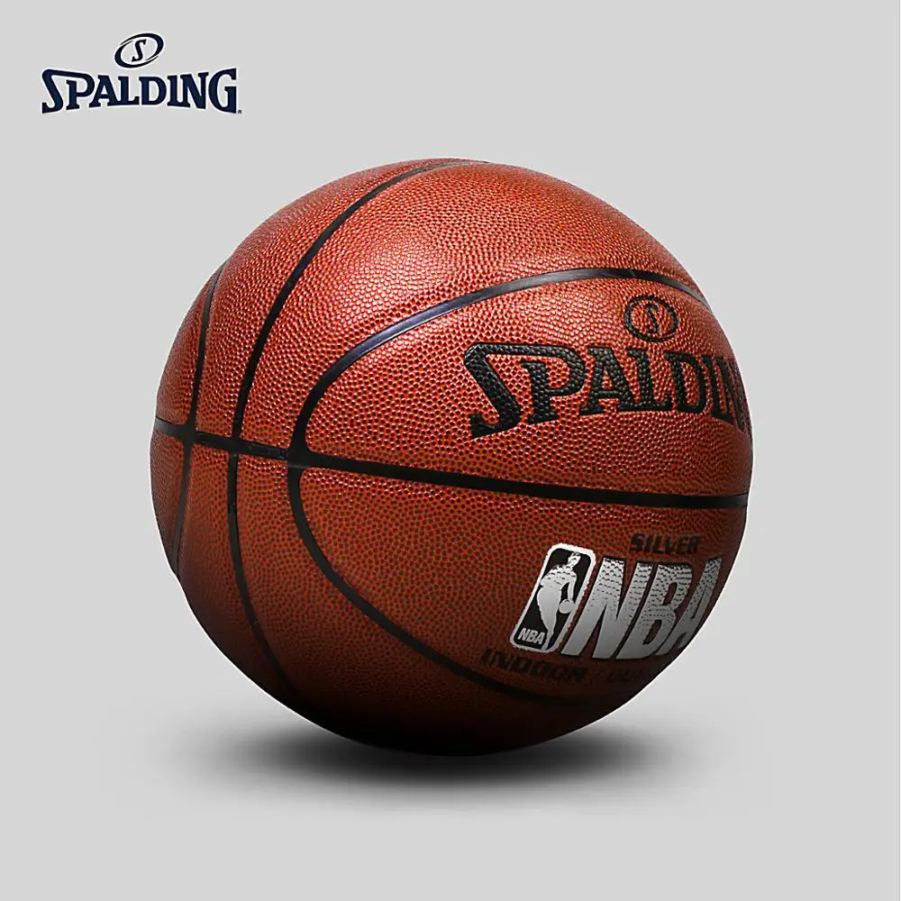 SPALDING классический Серебряный Баскетбол Официальный Размер и вес 7# PU материал Крытый открытый мужской матч мяч 74-608Y