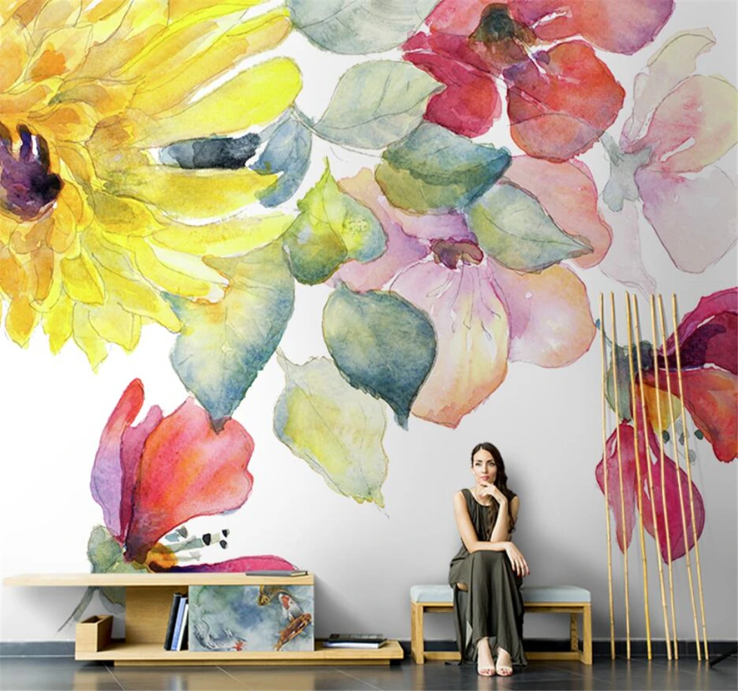 

beibehang Custom American abstract pastoral flower sunflower living room TV background mural wallpapers sofa wallpaper for wall