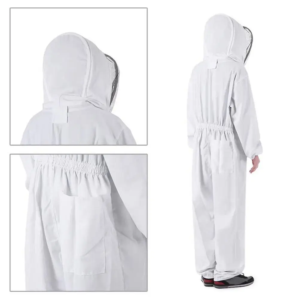 3 Size Cotton Hooded Beekeeping Suit Veil Hat Jacket Protective Coverall Full Body Cover Beekeepers Costume apicultura Equipment