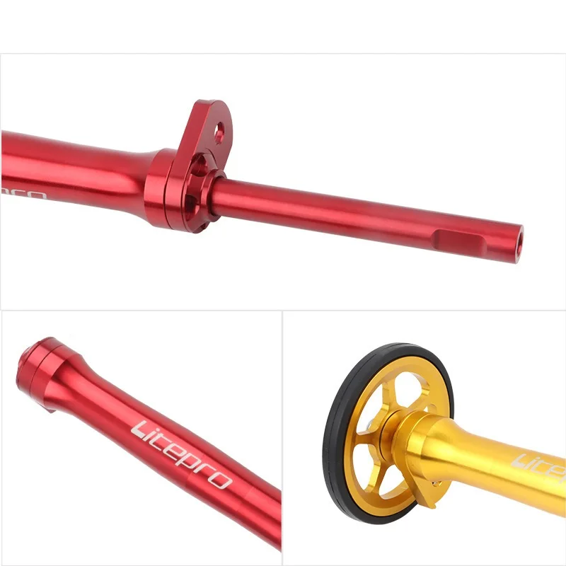 Litepro Extension Bar & Easywheel For brompton Rear Racks Block Telescopic Rod Easy Wheel 4 Colors