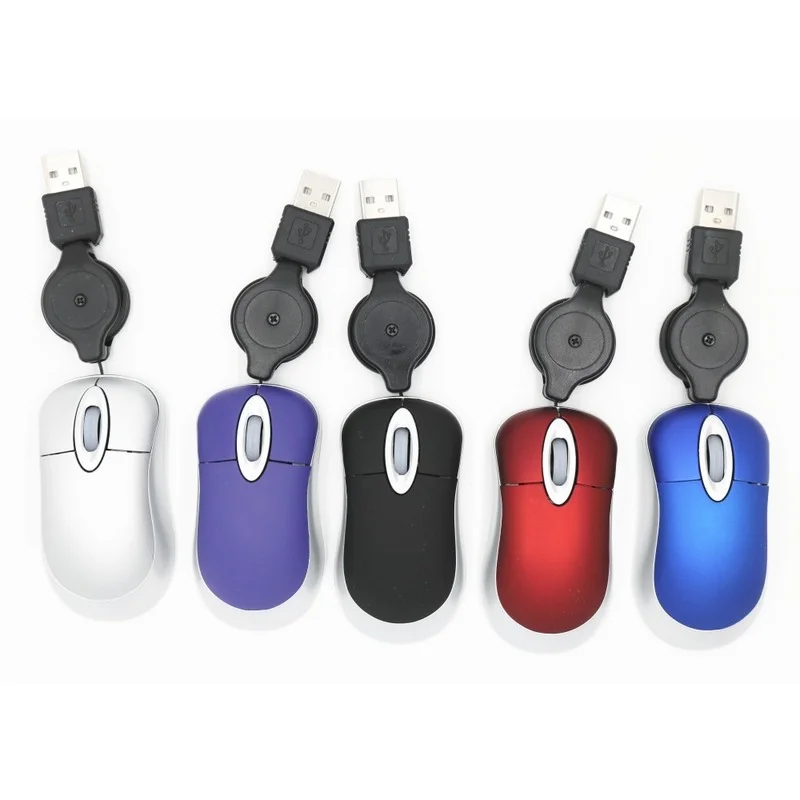 Lovely Mini-Wired Ergonomic Mouse Retractable USB Cable Optoelectronic 800DPI Office Computer PC Laptop Kawaii