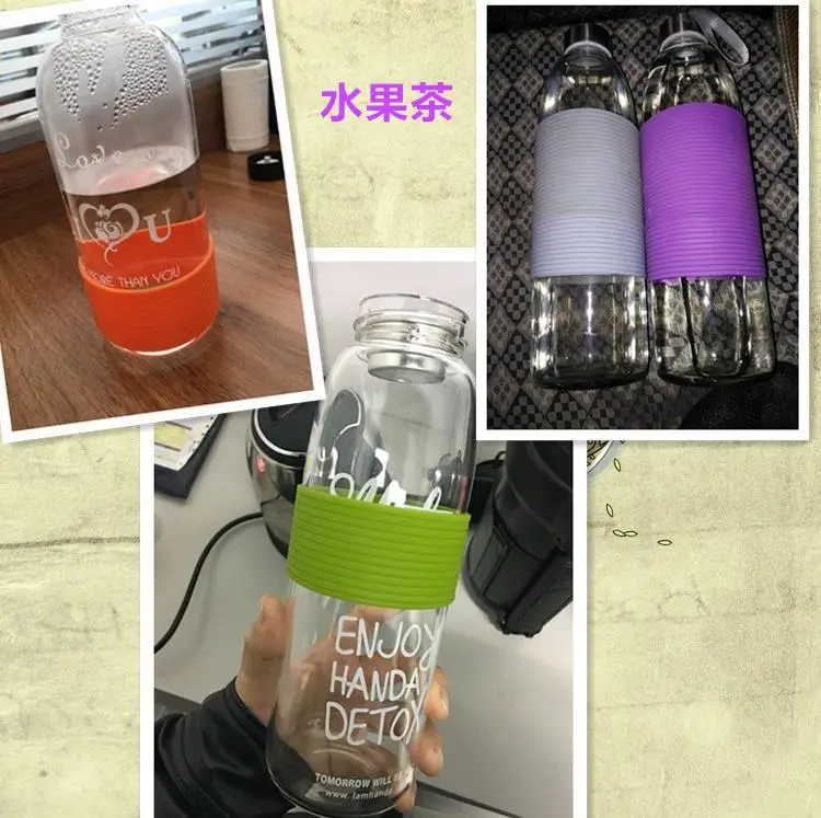 

Elastic Accessories Beverage Bottle Insulated Glass Cup Glass Shatter-resistant Tumbler Thermal Protection Cup Set Heat Resistan