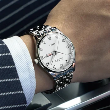 

OLEVS Luxury Diamond Men's Watch Luminous Hand Men's Clock Bracelet Watch Week and Day Business Watch