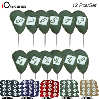 디럭스 방수 가죽 골프 아이언 헤드 커버, 왼손잡이용 및 오른손잡이용, 유니버설 핏, 메인 아이언 클럽, 12 개