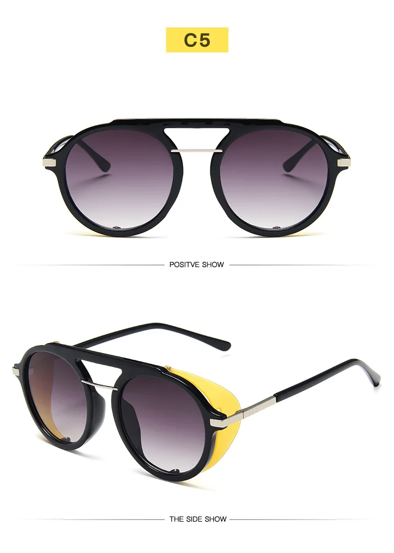 Мужские солнцезащитные очки в стиле стимпанк Женские винтажные очки люксовый бренд Классические Круглые ретро-очки Oculos UV400