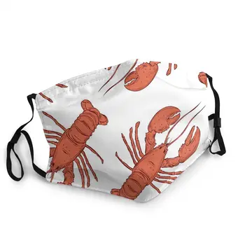 

Lobster Shrimp Ocean Adult Non-Disposable Face Mask Cartoon Anti Haze Dust Mask Wind Polyester Protection Mask Respirator