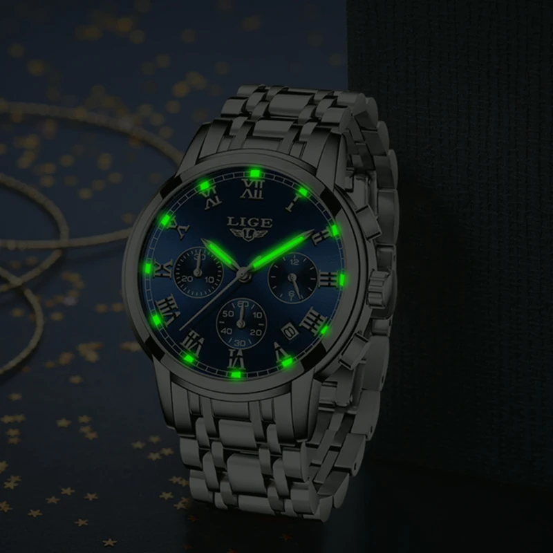 LIGE 2023 New Fashion Women Watches Ladies Top Brand luxury Waterproof Quartz Clocks Watch Women Stainless Steel Date Gift Clock