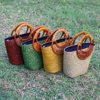 

Simple and Crafts Handmade Straw Bags Retro Bamboo Buns National Winds Housewares Wrapping Boots