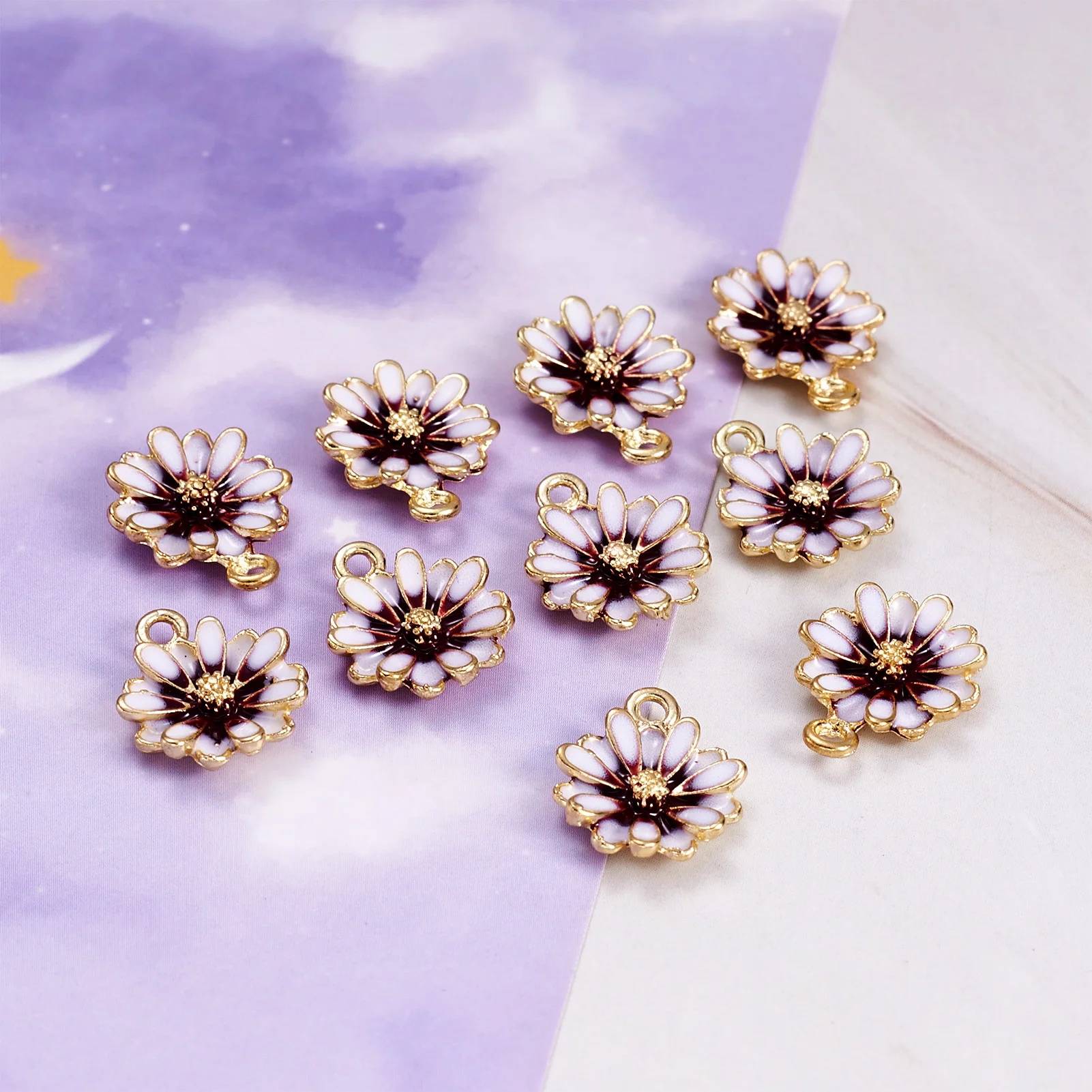 10pcs Flower Pattern Rhinestone Pave Pendants Fashion Sakura