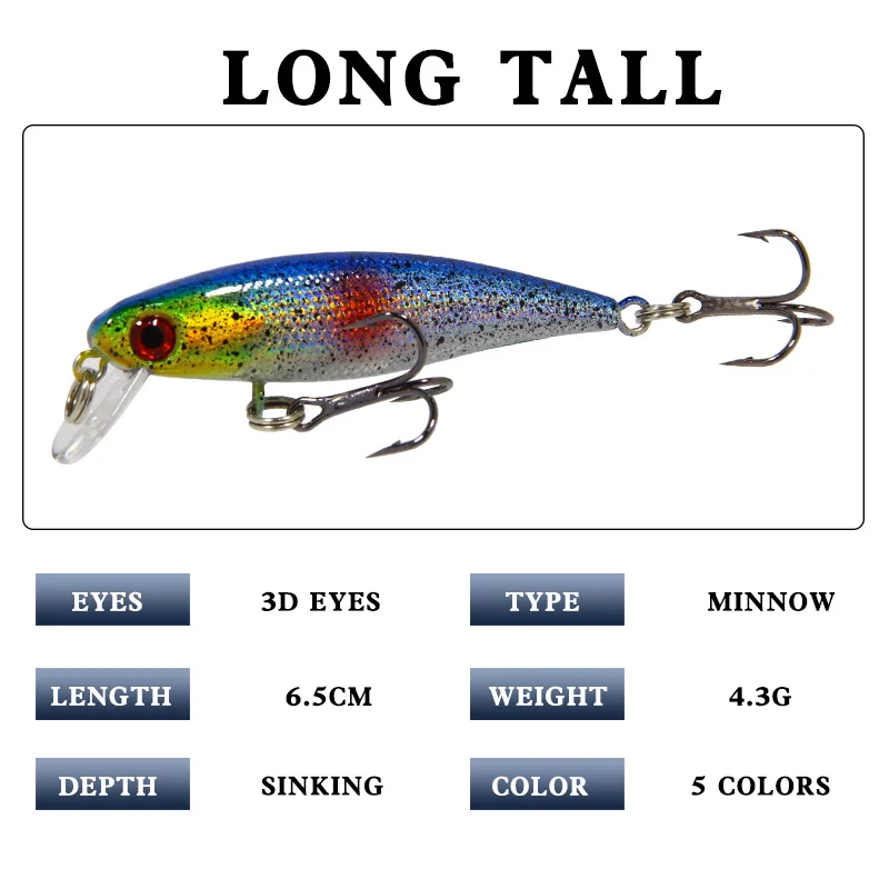 Wobbler Minnow приманка 4 3 г 6 5 см микро Джиг Рыболовная Приманка Тонущая pesca mar isca