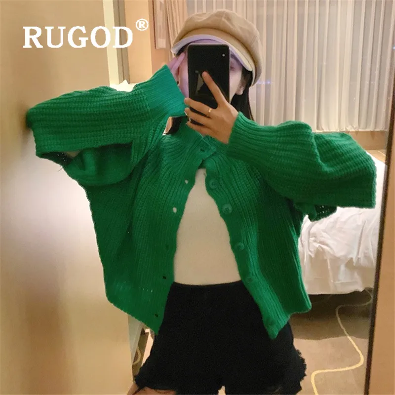 RUGOD однотонный короткий свитер, кардиганы для женщин, водолазка, однобортное вязаное пальто, новинка, весенний Модный женский свитер