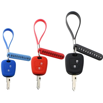 

Silicone Car Key Cover Case Key Chain Card for Peugeot 206 307 207 208 308 2008 408 for Citroen C2 C3 C4 Phone Number Keychain