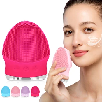 

Ultrasonic Heating Electric Face Cleansing Brush Silicone Facial Cleaner Facial Cleansing Brush Deep Cleaning Face Care Massager