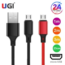 Ugi 2a cabo de carregamento rápido micro usb c tipo c cabo para tablet sincronização de dados 0.5m 1m 2m 3m trançado cabo de náilon preto vermelho