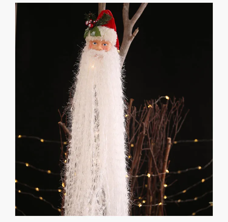 Рождественские украшения, подвесной светильник в виде головы Санта-Клауса, блестящее Длинное украшение для дома