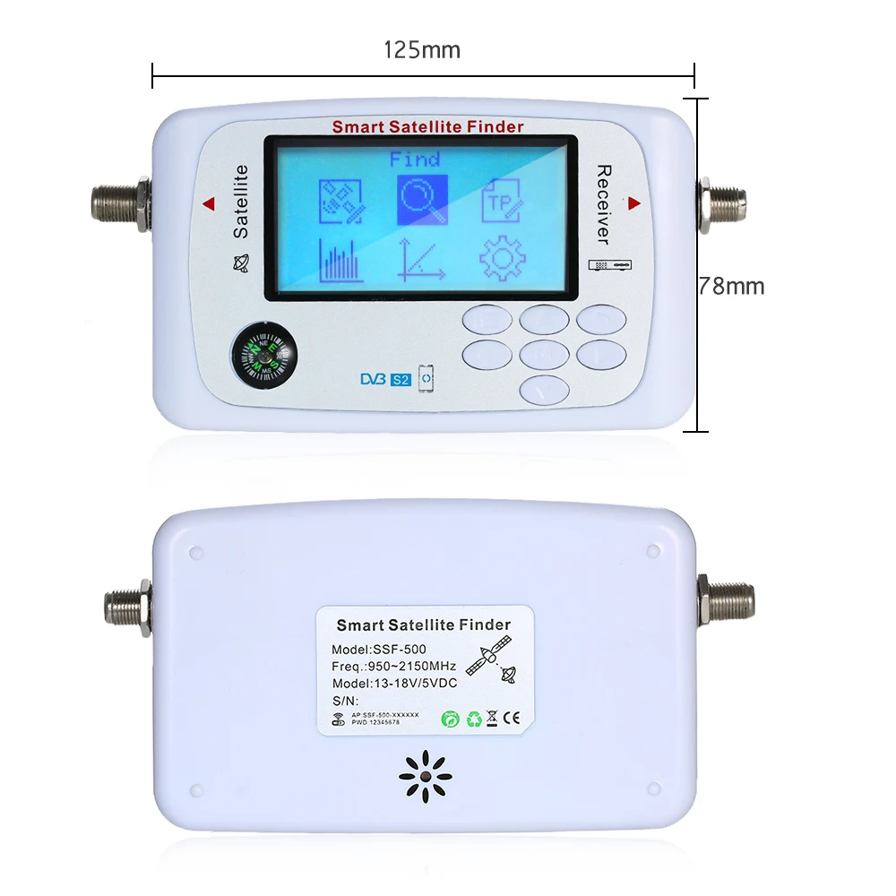 

Hot Mini Digital Smart Satellite Signal Finder Meter with LCD Display Digital Satfinder with Compass Supports APP Control