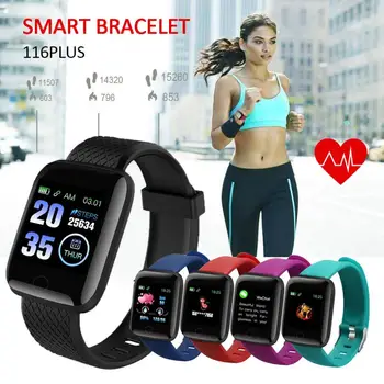 

116Plus Smart Bracelet Wristband Smart Sports Watch Heart Rate Blood Pressure Blood Oxygen Test Hryfine Program IP67 Waterproof