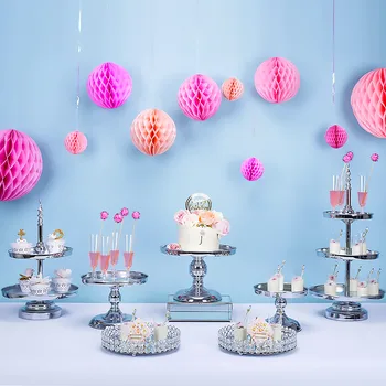 

Tobs Cupcake Tower Stand Cake Decorating Crystals Cake Stand Wedding Plates Set Metal Round Party Dessert Display Decor Tray