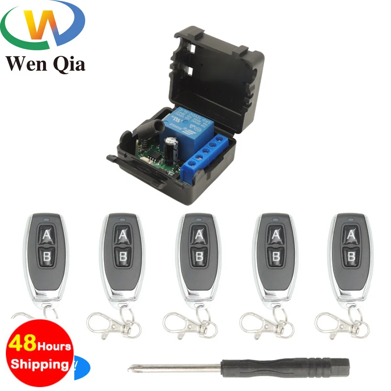 433Mhz Universal Wireless Remote Switch Control DC 12V 1CH relay Receiver Module 5pieces RF Transmitter Lock Control Room Lights