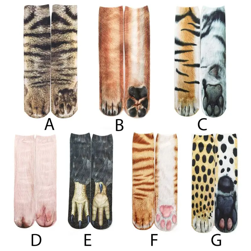 Носки унисекс для взрослых, 3D цифровая имитация, принт, милые носки для лапы животных, носочки для мужчин и женщин, повседневные чулочно-носочные изделия, 7 видов стилей