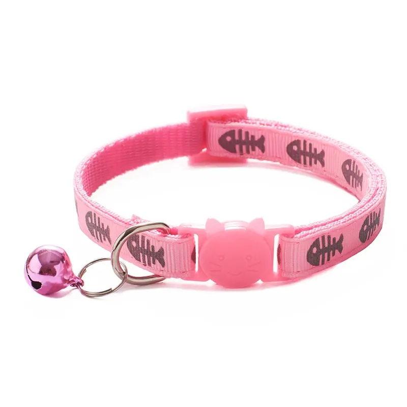 Collar ajustable para perros y gatos con estampado de espina de pescado, Collar de nailon Breakaway para mascotas, cachorros, perros, gatitos, gatos, 19-32cm, envío rápido