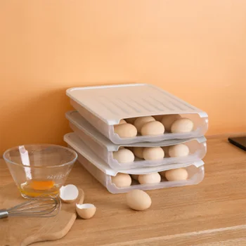 

18 Grids Egg Holder Refrigerator Storage Box Automatic Scrolling Storage Container Home Kitchen Eggs Dispenser Case