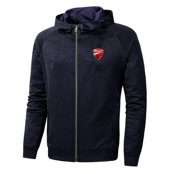

Fashion Solid Color Men Ducati LOGO Hoodie Autumn Winter Male Harajuku Style Zipper Warm Brand Muscle Wild Tops Fast delivery