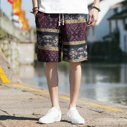 Short de plage en lin pour hommes, ample, droit, confortable, avec cordon de serrage, décontracté, Hip Hop, été, M 5XL 