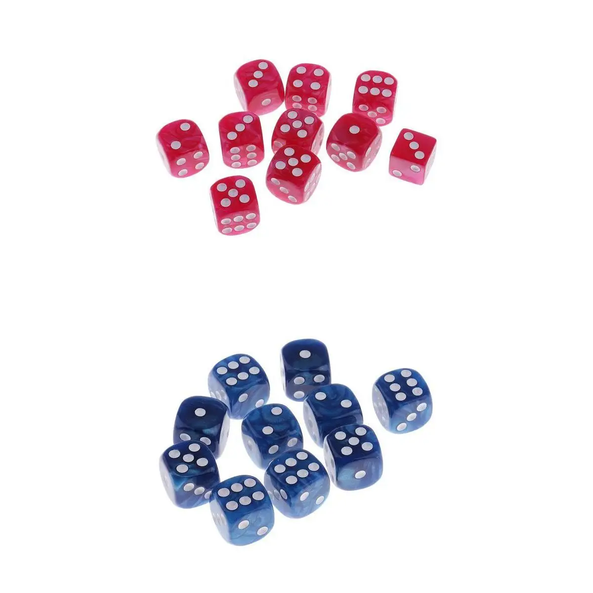 20pcs/Pack Pearlized Opaque 6 Sided Dice Role Play Game Accessory Pink+Blue