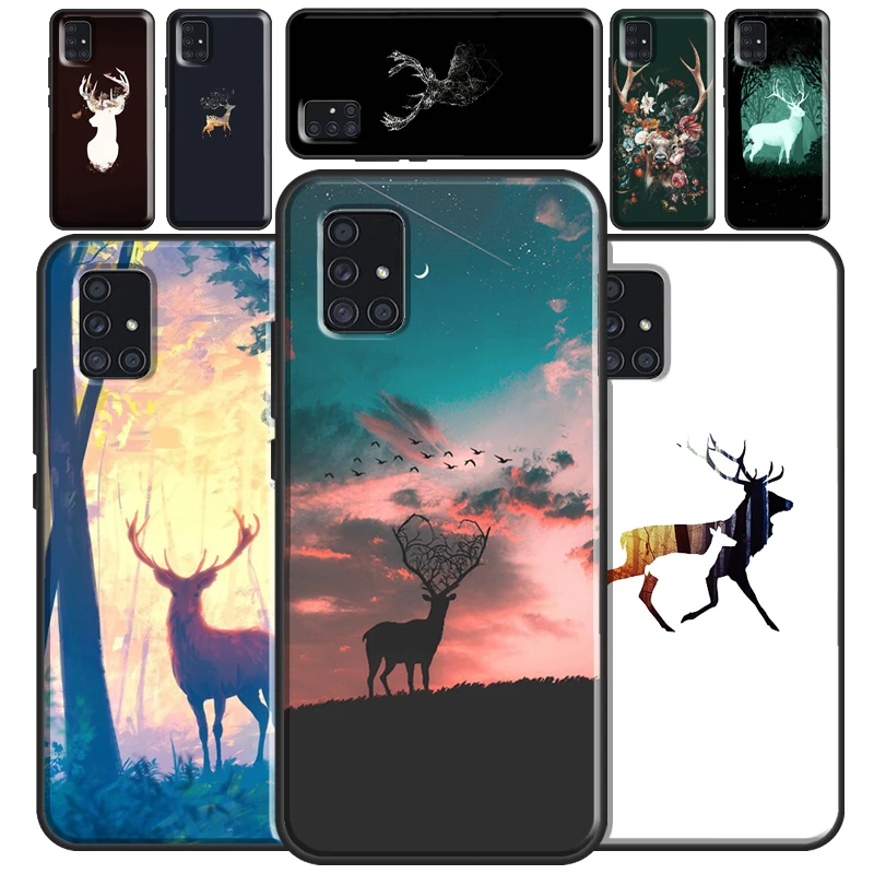 Чехол с рисунком силуэта оленя для Samsung A32 A12 A42 A52 A72 A02 A10 A20 S A40 A50 A70 A21S A20e A31 A41 A51 A71 |