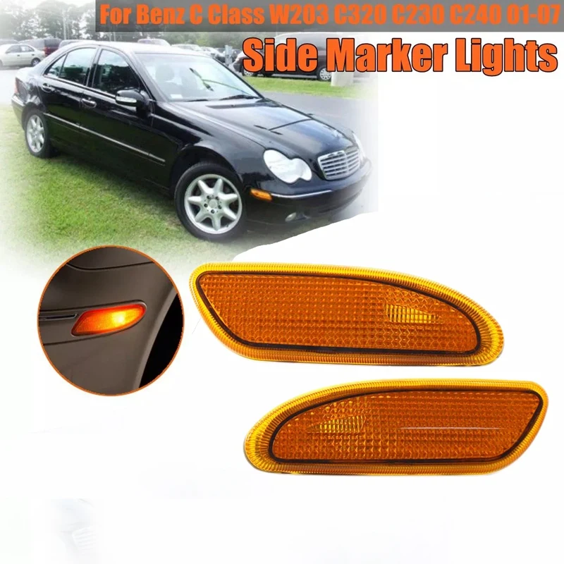 2 x Front Bumper Turn Signal Side Marker Light without Bulb for Benz C
