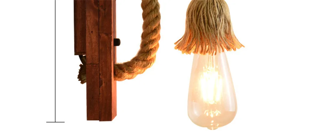 Эдисон Лофт Декор настенный светильник светодиодный прикроватный светильник Промышленный винтажный деревянный пеньковый Канат бра настенный светильник s Домашний Светильник