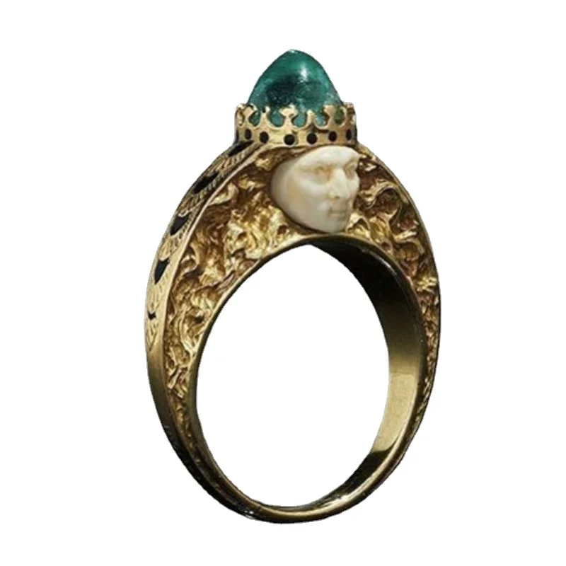 2023 Trend Retro Green Gem Anelli Da Donna Bague Femme Gioielli Da Donna Bijoux Bijouterie Femminile Cool Stuff Accessori Gotici Carino