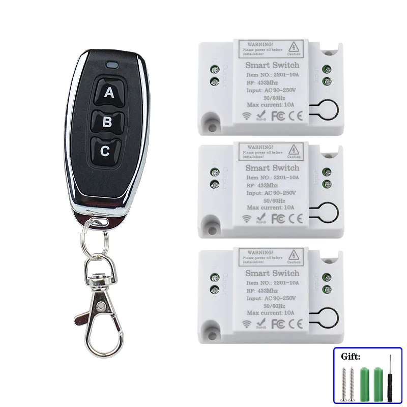 Newest Lighting Remote Control Switch 110V 220V 433Mhz rf Switch Relay Receiver and Transmitter for Led and Bulb control OnOff-5
