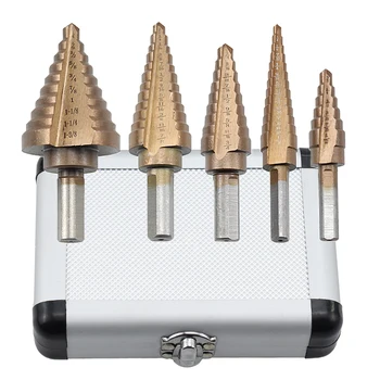 

Hex Titanium Step Cone Drill Bit Hole Cutter Drill Bits HSS Metal Drilling Wood Multitool Metal Bits With Case Power Tool