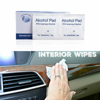 

100pcs Alcohol Tissue Wipes Pad for Car Auto Interior Accessories Parts GPS Mobile Cleaning Hygiene Disinfection