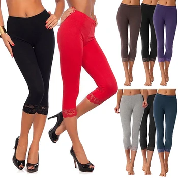 

New Women High Waist Leggings Summer Autumn Lace Patchwork Leggings Fashion Women Skinny Leggings