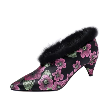 

Printing Leather Ankle Boots Women Sexy Pointed Toe Strange Heels Night Club Dress Office Shoes Woman Ankle Boots